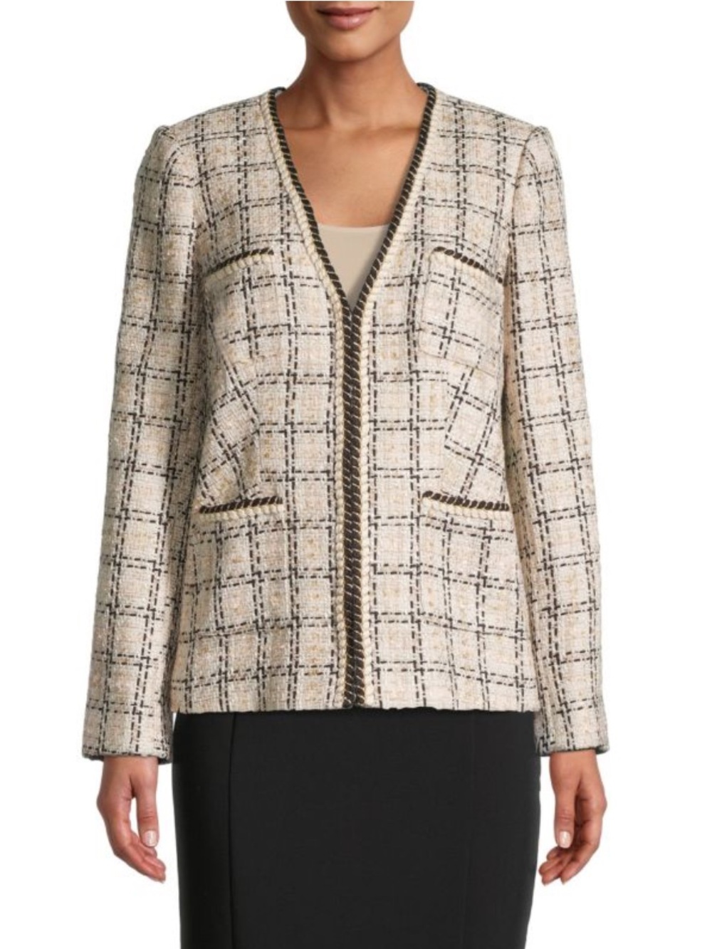 Karl Lagerfeld Paris Checkered Tweed Jacket NWT